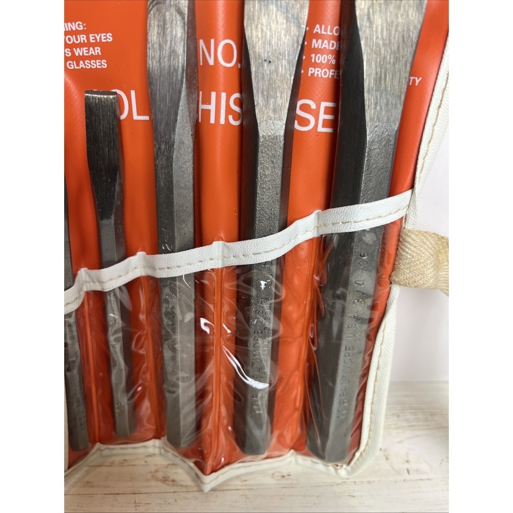 Vintage BALTIMORE Tools 5 pc Cold Chisel Set No. 900 Made in USA COMPLETE - Picture 3 of 14